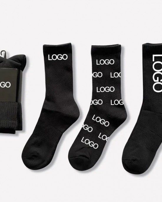 Custom Socks Design Own Logo Crew Socks No Minimum Order Private Your Label Bamboo Cotton Black Man Sport Sock Elite Calcetines