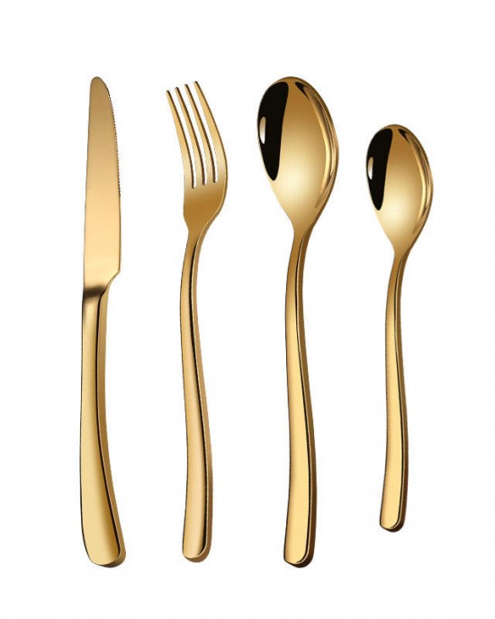 Promotional Gifts High Quality 4pcs Silver Gold 304 Stainless Steel Tableware Knife Fork Spoon Cutlery Set