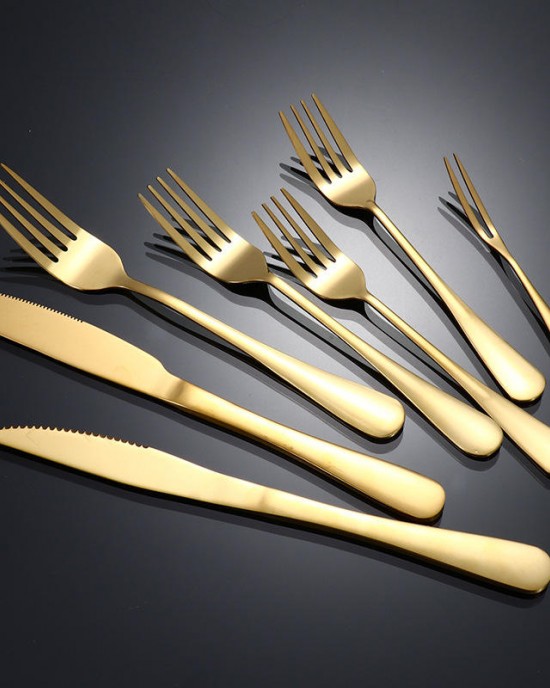 Wholesale Stainless Steel Cutleries Bulk Gold Flatware Fork Knife And Spoon Cutlery Party Dining Silverware Set