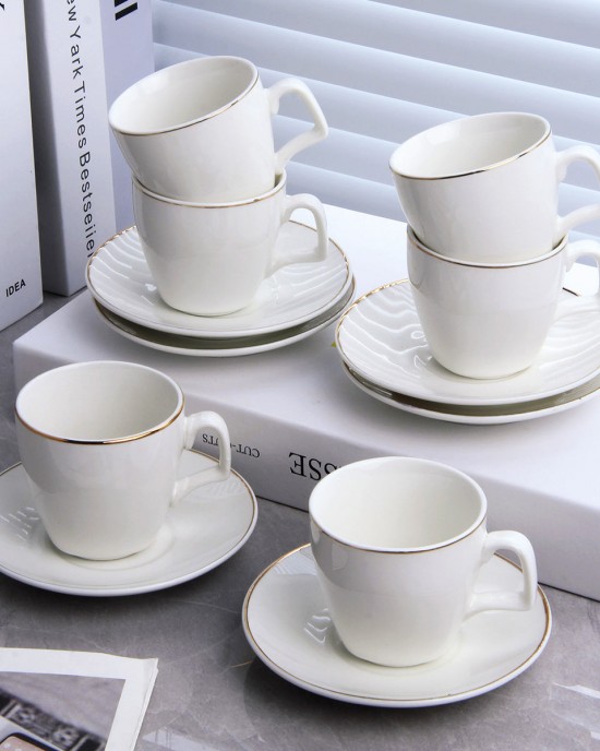 Modern White Hotel Ceramic Teacups Eco Friendly Hotel Espresso Simple Afternoon Tea Coffee Cup Set with Tea Tray