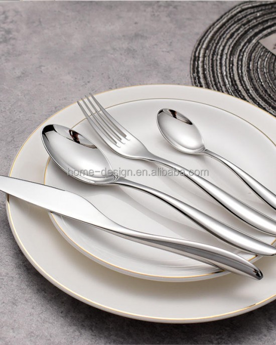 High Quality 18/10 Stainless Steel Cutlery Business Gifts Vertical Table Knife Fork Spoon for Restaurant Silver Tableware Set