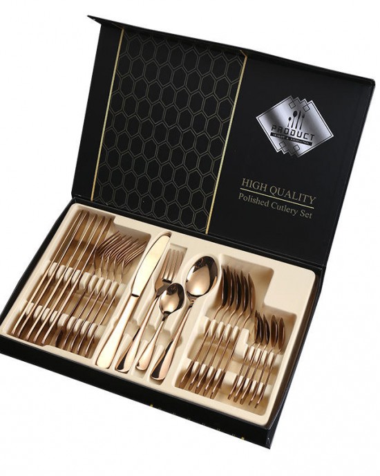 Wholesale western Spoon Fork Knife set 24 pcs cutlery stainless steel dinnner ware flatware set with gift box for party wedding