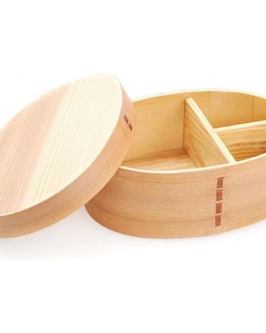 Wood Bento Lunch Box with Divider for Kids/Adult for Picnics Office Hiking Camping Outdoor Activities