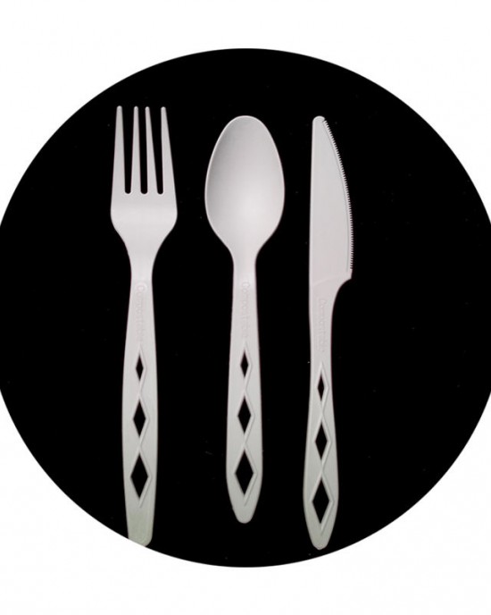 China Factory Wholesales Eco Biodegradable Pla Cutlery Set Includes Spoon Fork Knife