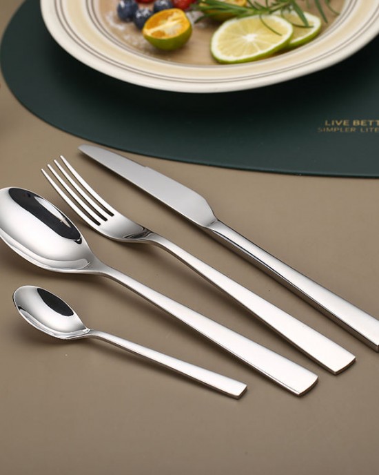 Modern 304 Stainless Steel Knife Fork Spoon Flatware Cutlery Set for Hotels and Restaurants