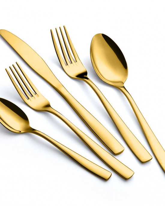 Luxury Restaurant Gold Spoon and Fork and Knife Set Cutlery Set Stainless Steel Gold Cutlery Set for Wedding