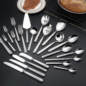 Stainless Steel 304 Elegant Flatware Silver Metal Western Minimalist Dessert Spoon Fork Vintage Knife Cutlery Sets for Presents