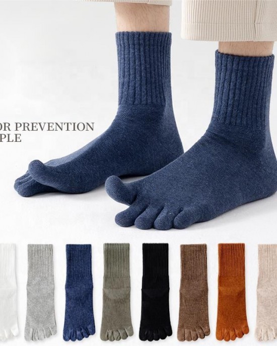 Men's Five Finger Toe Socks Cotton Athletic Running Ankle Crew Socks 5 Finger Toe Socks