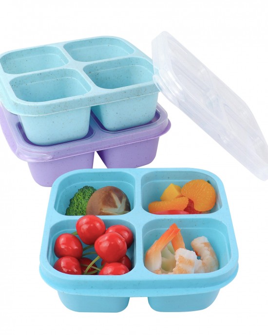 Yongli PBento Snack Boxes Lunchable Snack Containers Reusable 4-Compartment Food Containers Prep Lunch Containers for School