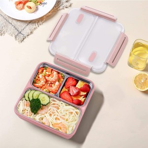 Wheat Fiber Lunch Box For Kids Adults 3-Compartments Bento Lunch Box Food Snack Containers With Removable Compartments