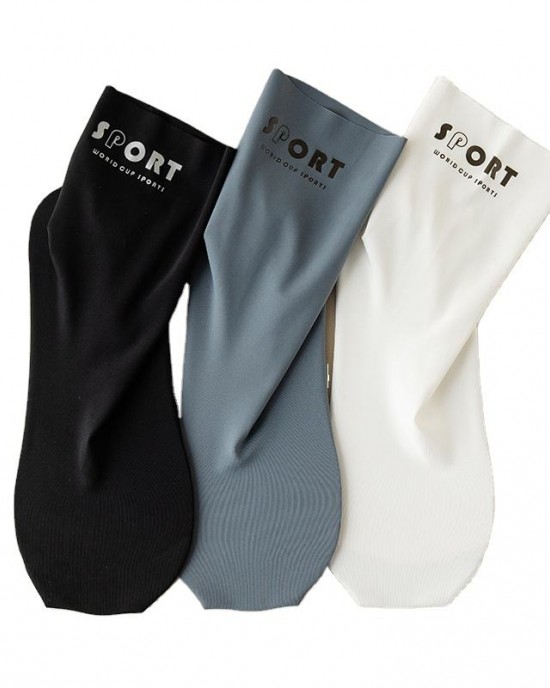 New Arrive Top Quality Men's Printing logo High Stretch Ice Silk Indoor Floor Socks Breathable Comfortable Anti-odor Home Socks