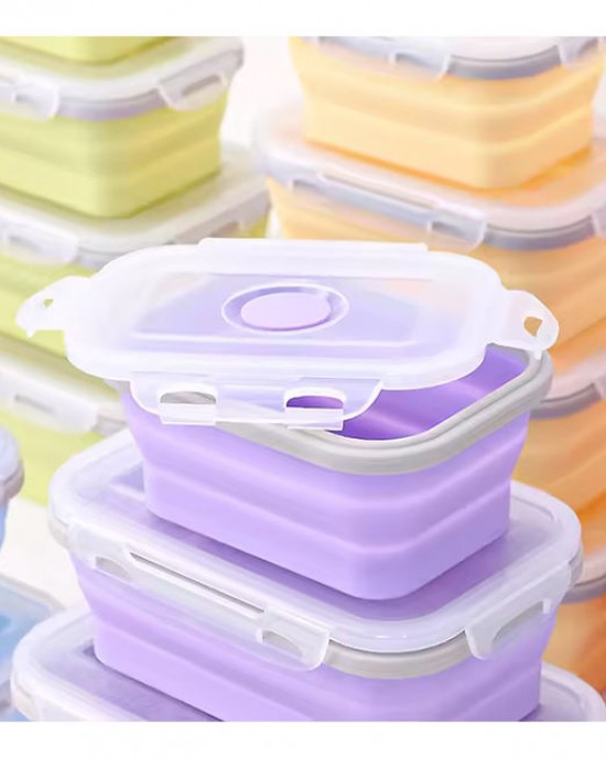 Hot Sale 540ML Food Storage & Container Folding Microwave BPA FREE Portable Collapsible Silicone Bento Lunch Boxes for Kids