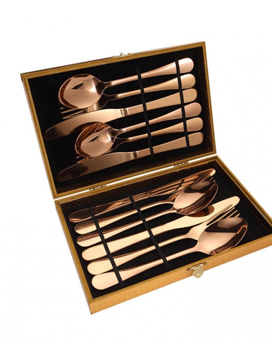 12 piece factory wholesale dinner knife fork spoon set 12 pcs flatware stainless steel gold cutlery set