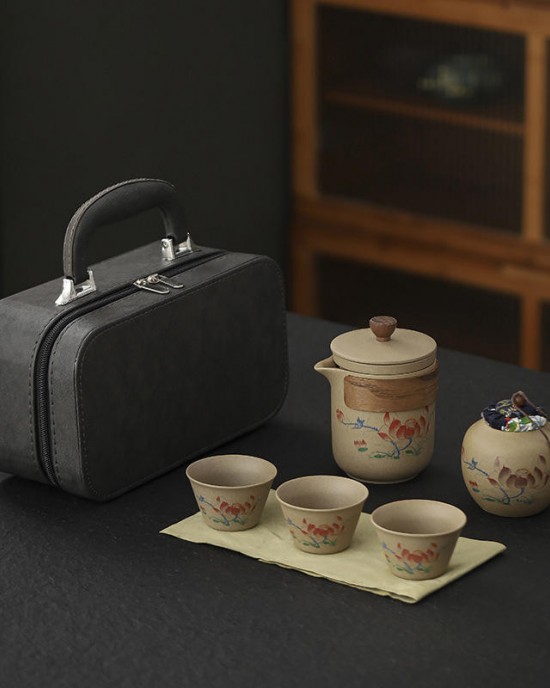 Custom Portable Teaware Travel Tea Sets Luxury Gift Set Traditional Ceramic Infuser Teapot Teacups VIP Business Gift Set