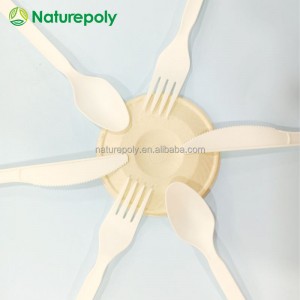 Wholesales 7 Inch Eco Friendly Compostable CPLA Plastic Flatware Sets Biodegradable Disposable Cutlery Set with Knife Spoon Fork