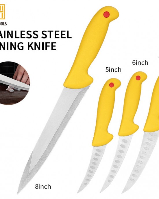 High Quality Stainless Steel Fillet Knife Set for Professional Fishermen 4 Piece Stainless Steel Fishing Knife Set