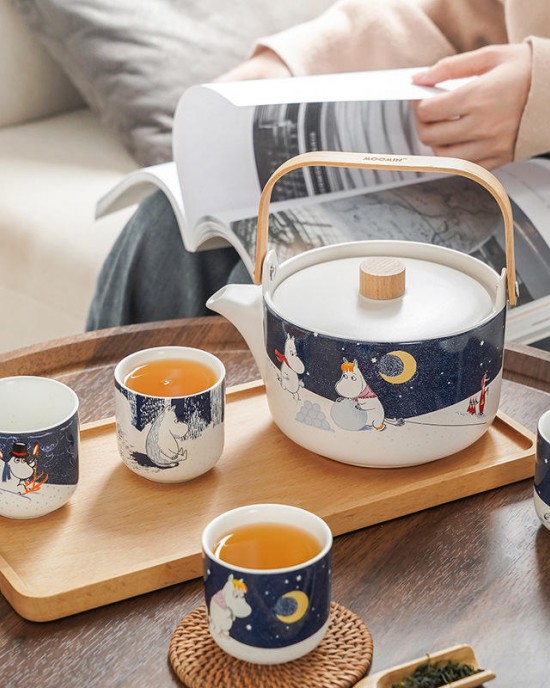 Moomin Authorized 6-Piece Porcelain Tray Set Modern Winter Snow Series Design Strictly Selected Afternoon Tea Coffee Saucer Gift