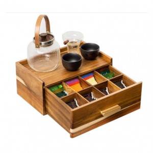 Holder Drawer Packaging Station Chest Display Wooden Caddy Acacia Wood Tea Bag Organizer Storage Tea Box