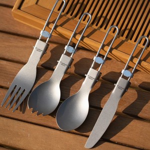 Titanium Spoon Fork Knife Cutlery Sets Portable Tableware Outdoor Camping Tableware Camping Equipment