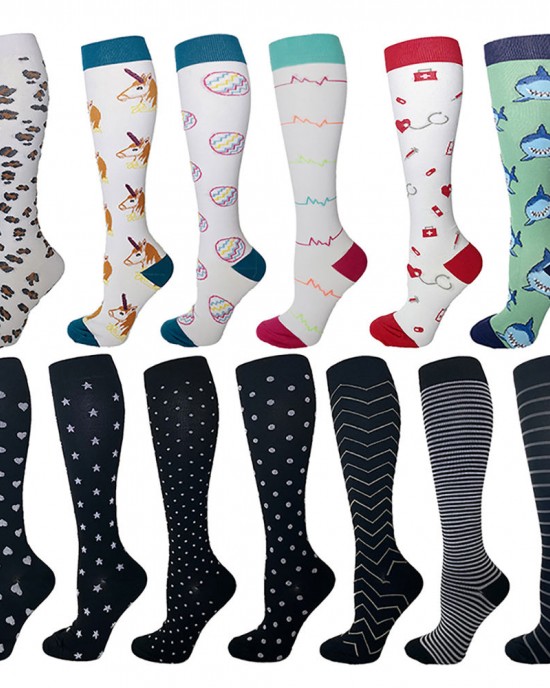 Hot Sale New Arrival Designs Knee High Socks Custom logo Nurse Compression Socks for Men Women