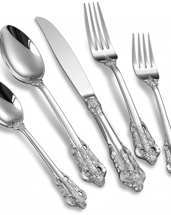 Baroque Metal Knife and Fork Gold Cutlery Set With Decorations