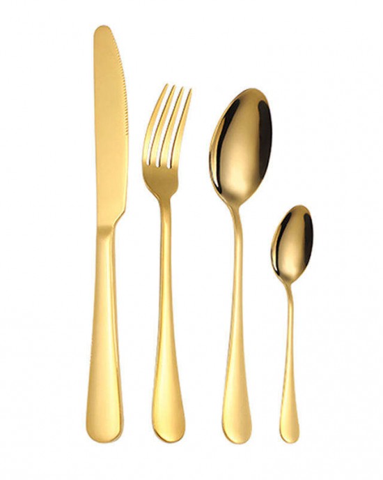 Low Price Bulk Gold Plated Stainless Steel Cutlery Set Spoon and Fork Knife Flatware Set Wedding Party