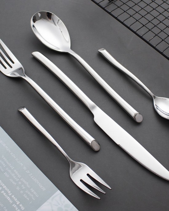 Minimalist Fork Spoon Knife Set Stainless Steel Restaurant Silverware Silver Flatware Sets for Giveaways Presents