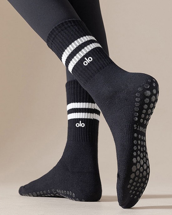 AL O OEM Cotton Mens Sport Socks Stockings High Quality Wholesale China Factory Can Custom Socks logo Crew Jacquard Socks