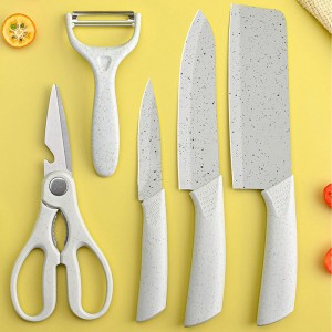 Innovation 2025 Home High Quality Stainless Steel 7 PCS Dark Grey Household Kitchen Knife Set With Cutting Board And Scissors