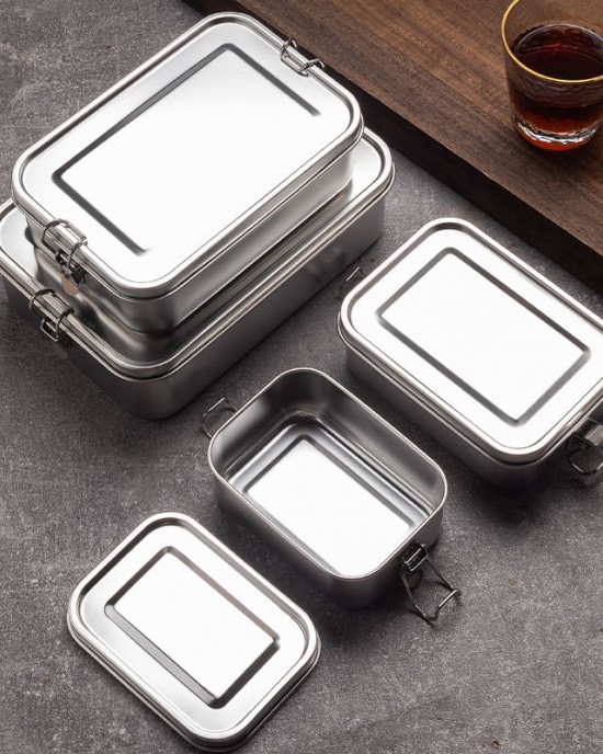 Square Shape Insulated Bento Lunch Box Multifunctional Thermal Food Storage Container Kitchen Use Portable Stainless Steel 0-3L