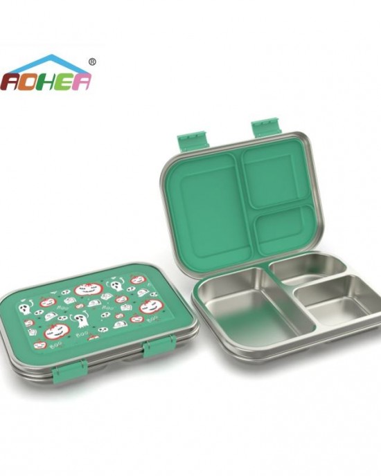 Aohea Hot New Product Multi-functional Use 304 Three Compartment Stainless Steel lunch box Leakproof Kids Metal Bento lunch box