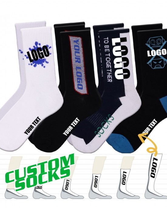 FREE DESIGN & MOCKUP Custom Sock Manufacturer High Quality Cotton Design Your Own Logo Crew Sock Custom Made Logo Casual Sock