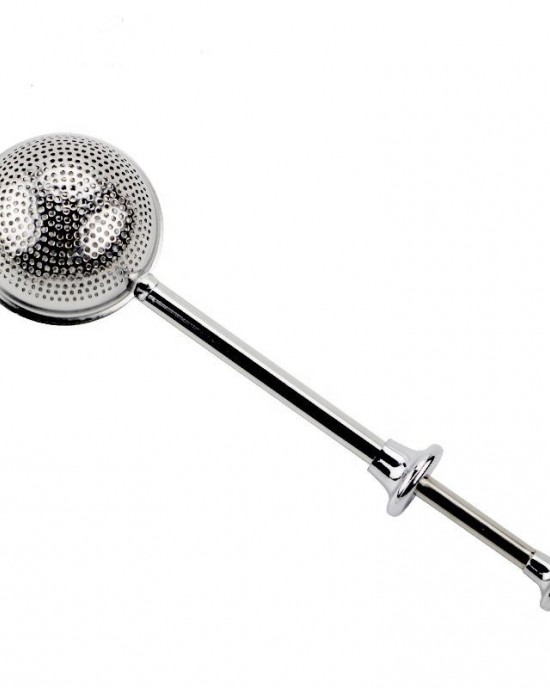 Wholesale 304 Stainless Steel Tea Infusers Teapot Strainer Ball Shape Mesh Filter With Long Handle Push Rod Type