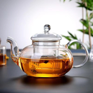 Homehigh High-Temperature Borosilicate Glass Teapot Set Thickened Flower Teapot Filter Tea Water Separation Steaming Coffee Tea