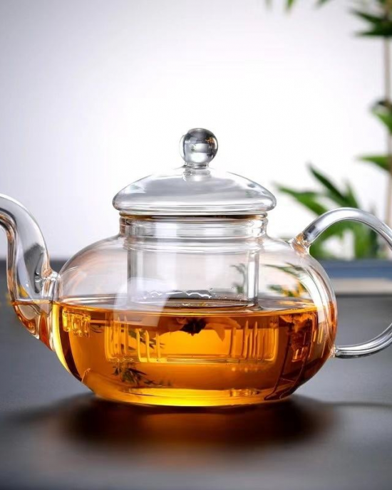 Homehigh High-Temperature Borosilicate Glass Teapot Set Thickened Flower Teapot Filter Tea Water Separation Steaming Coffee Tea