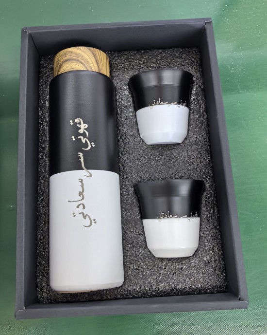 In Stock Business Gift Set 400ml Stainless Steel Thermos Flask with Luxury Arabic Espresso 80ml Coffee Cup and Tea Set