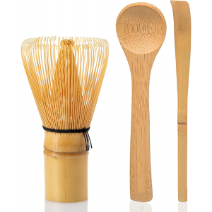 Bamboo Matcha Whisk Set with Bamboo Spoon and Hooked Scoop (Chashaku) Set Durable Matcha bamboo brush for Matcha Tea