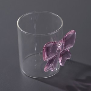 3D Bow Knot High Borosilicate Glass Tea Cups Pink Bow Tie Glass Water Cup Coffee Mug Mug for Gift Wedding