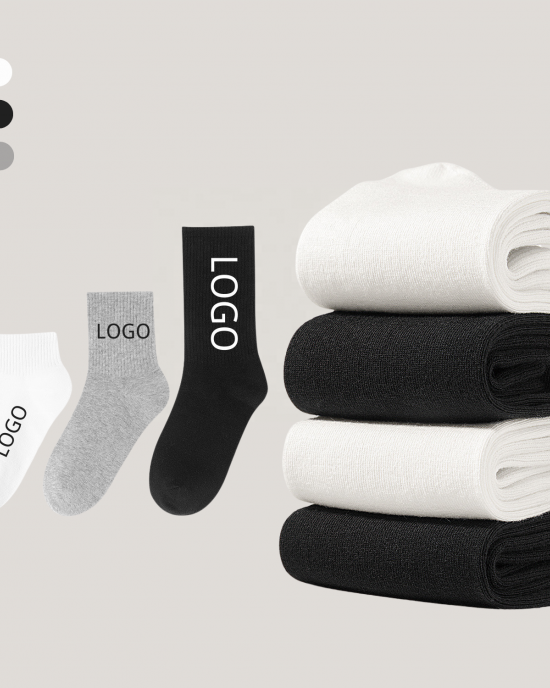 Custom Socks Design Own Logo Crew Socks Cotton Black Man Sport Sock