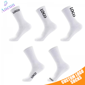 Womens Sports Socks Custom Packing Logo Athletic Tube White Socks Men Knitted Socks