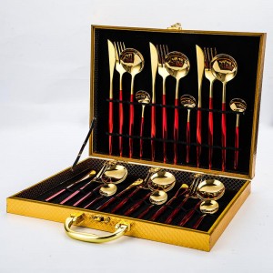 High quality Hot Sale Knife Fork Spoon Set 24 Piece Flatware Sets Stainless Steel Cutlery Set in Wooden Box